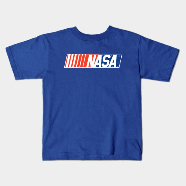 NASA NASCAR Logo Space Astronaut Kids T-Shirt by baysideremix